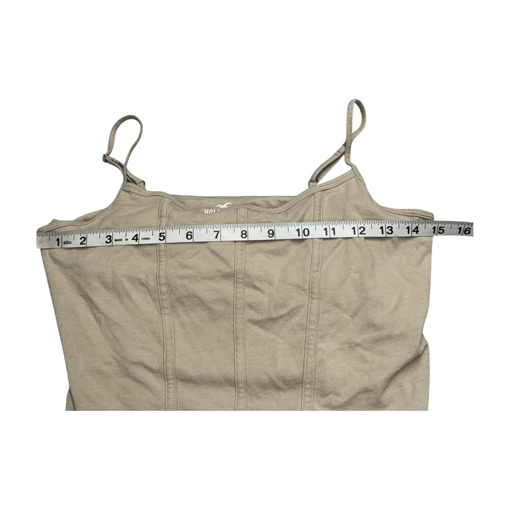 Hollister Must-Have Corset Crop Cami Tank Top Adjustable Straps Tan L - Picture 3 of 6